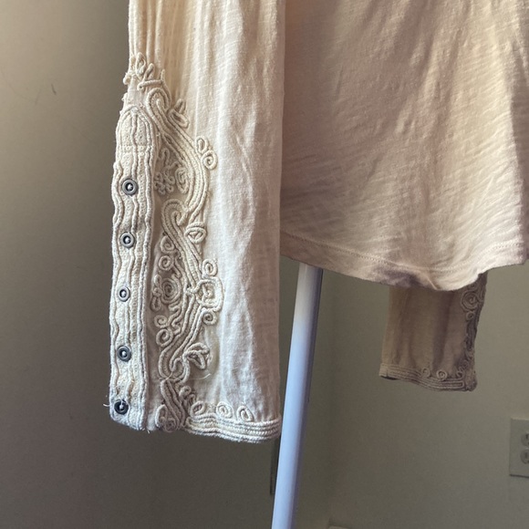 Free People cream long sleeves embroidered boho - Picture 6 of 6